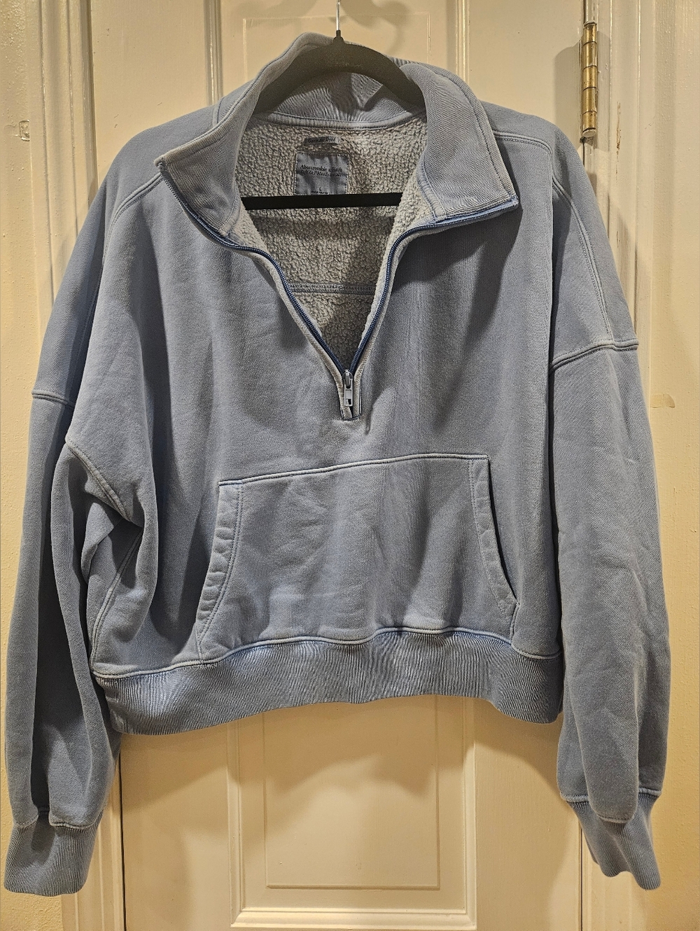 Womens Half-Zip Pullover Sweatshirt - Light Blue Size Large